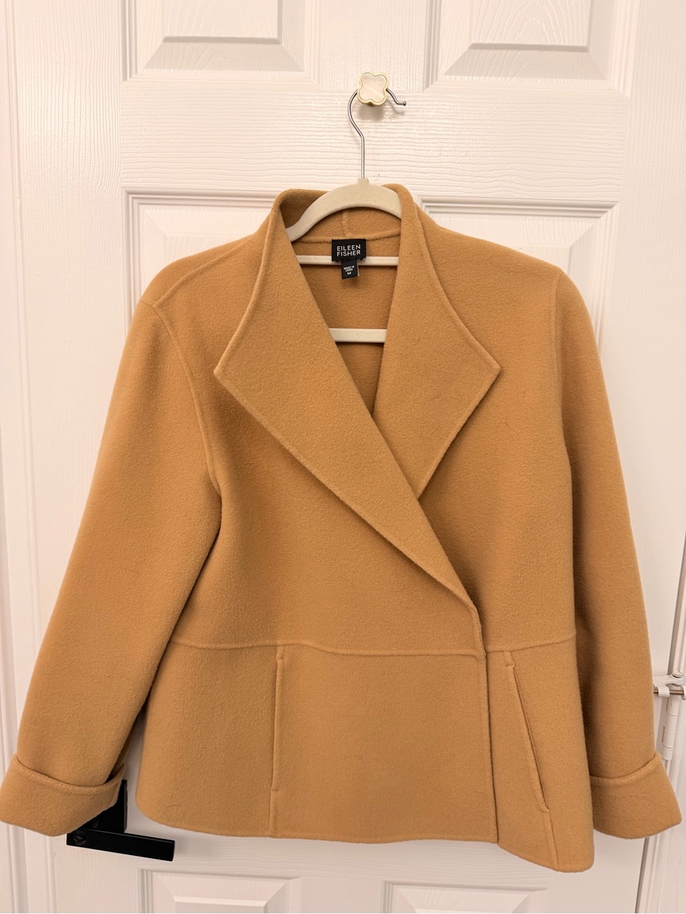 Eileen Fisher Camel Wool Peacoat Jacket